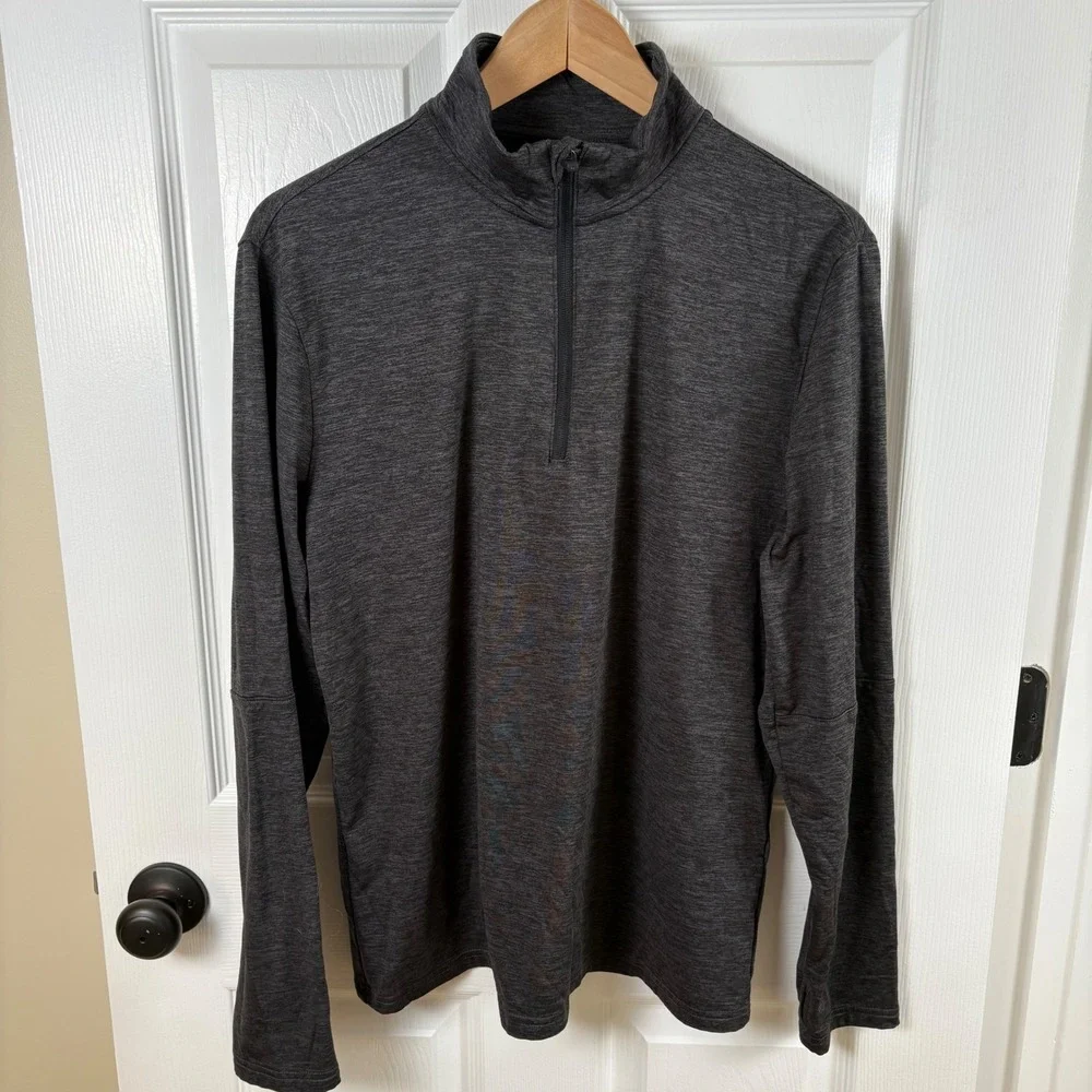 Banana Republic 1/4-Zip Pullover Men's M Gray Fleece-Lined Base Layer‎ Gorpcore
